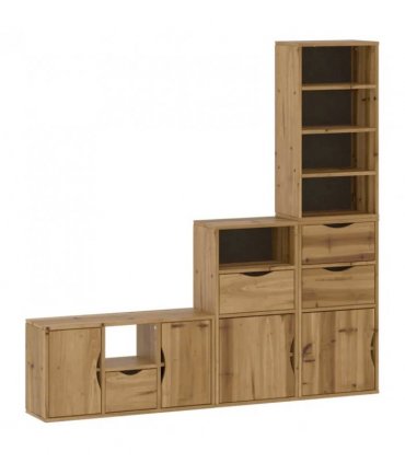 vidaXL 4 Piece TV Units with Storage ODDA Solid Wood Pine