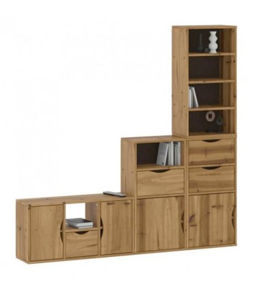 vidaXL 4 Piece TV Units with Storage ODDA Solid Wood Pine
