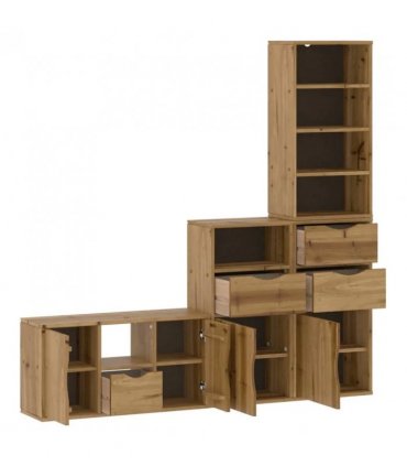 vidaXL 4 Piece TV Units with Storage ODDA Solid Wood Pine