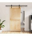 vidaXL Sliding Door Natural and Black 90 x 210 cm Solid Pine Wood