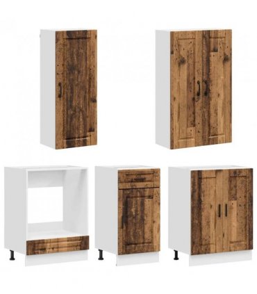 vidaXL Kitchen Unit PORTO 5 pcs Old Wood Engineered Wood