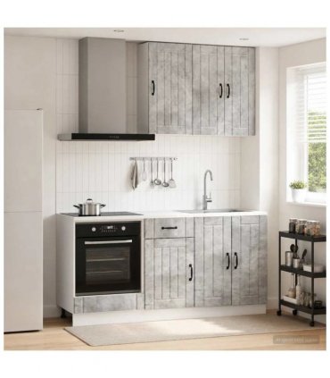 vidaXL Kitchen Unit LUCCA 5 pcs Concrete Grey Engineered Wood