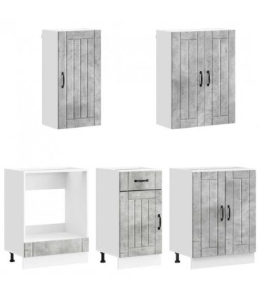 vidaXL Kitchen Unit LUCCA 5 pcs Concrete Grey Engineered Wood