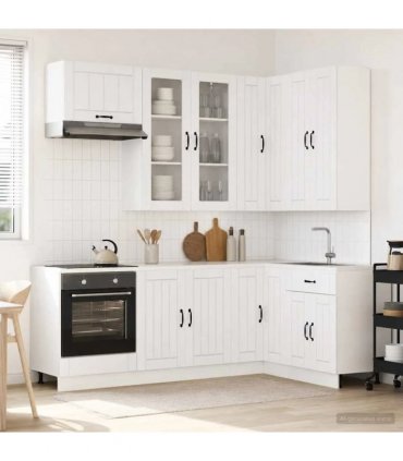 vidaXL Kitchen Unit LUCCA 8 pcs High Gloss White Engineered Wood