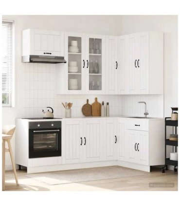 vidaXL Kitchen Unit LUCCA 8 pcs High Gloss White Engineered Wood