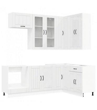 vidaXL Kitchen Unit LUCCA 8 pcs High Gloss White Engineered Wood
