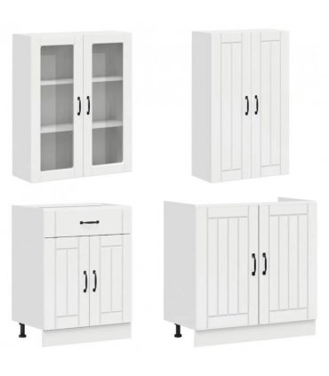 vidaXL Kitchen Unit LUCCA 8 pcs High Gloss White Engineered Wood