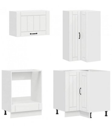 vidaXL Kitchen Unit LUCCA 8 pcs High Gloss White Engineered Wood