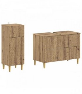vidaXL 2 Piece Bathroom Cabinet Set DELFT Artisan Oak Engineered Wood