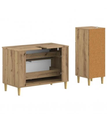 vidaXL 2 Piece Bathroom Cabinet Set DELFT Artisan Oak Engineered Wood