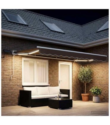 vidaXL Manual Awning Frame with LEDs Taupe 4.5 x 3.5 m