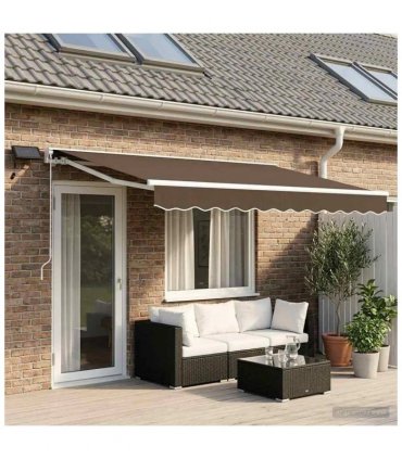 vidaXL Manual Awning Frame with LEDs Taupe 4.5 x 3.5 m