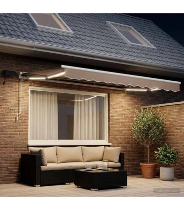 vidaXL Manual Awning Frame with LEDs Taupe 4.5 x 3.5 m
