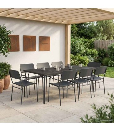 vidaXL Dining Set 9 pcs Anthracite Steel
