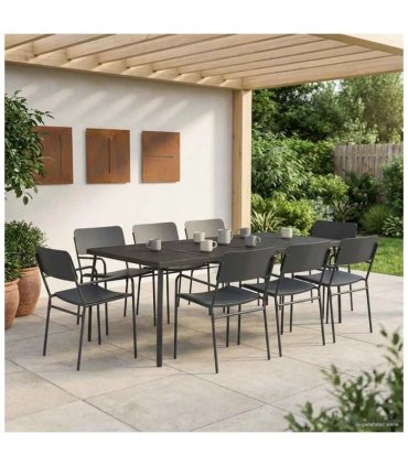 vidaXL Dining Set 9 pcs Anthracite Steel