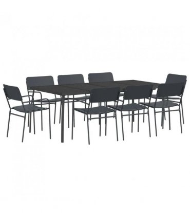 vidaXL Dining Set 9 pcs Anthracite Steel