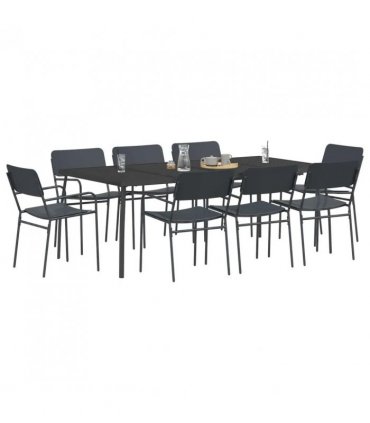 vidaXL Dining Set 9 pcs Anthracite Steel