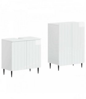 vidaXL 2 Piece Bathroom Cabinet Set ZWOLLE High Gloss White