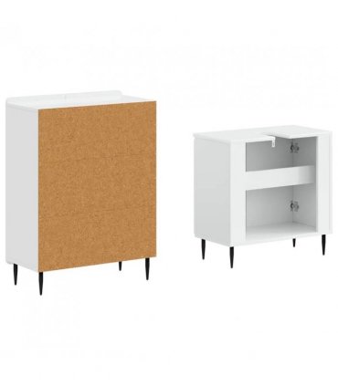 vidaXL 2 Piece Bathroom Cabinet Set ZWOLLE High Gloss White