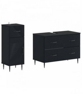 vidaXL 2 Piece Bathroom Cabinet Set HAARLEM Black Engineered Wood