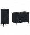 vidaXL 2 Piece Bathroom Cabinet Set HAARLEM Black Engineered Wood