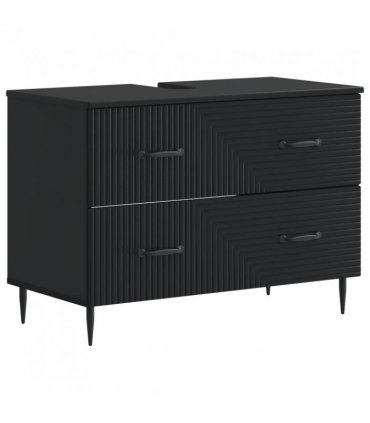 vidaXL 2 Piece Bathroom Cabinet Set HAARLEM Black Engineered Wood