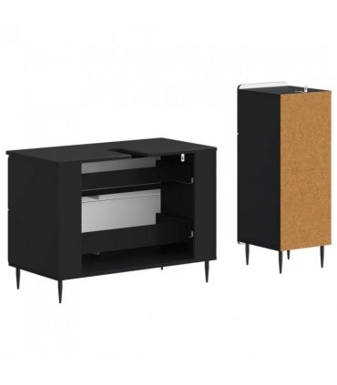 vidaXL 2 Piece Bathroom Cabinet Set HAARLEM Black Engineered Wood
