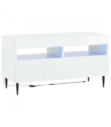 vidaXL 3 Piece LED TV Cabinet High Gloss White Engineered Wood