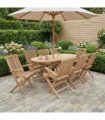vidaXL Garden Furniture Set 9 pcs Natural Solid Teak Wood