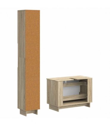 vidaXL 2 Piece Bathroom Cabinet Set EDE Sonoma Oak Engineered Wood