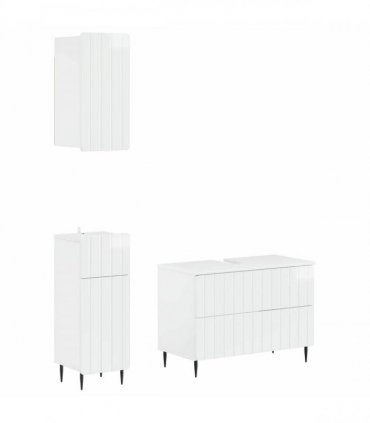 vidaXL 3 Piece Bathroom Cabinet Set ZWOLLE High Gloss White
