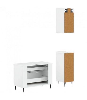 vidaXL 3 Piece Bathroom Cabinet Set ZWOLLE High Gloss White