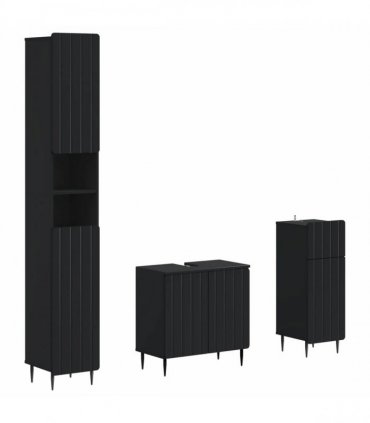 vidaXL 3 Piece Bathroom Cabinet Set ZWOLLE Engineered Wood