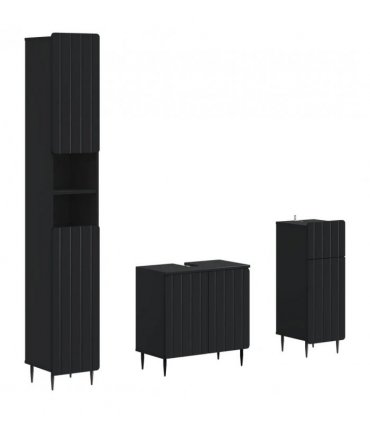 vidaXL 3 Piece Bathroom Cabinet Set ZWOLLE Engineered Wood