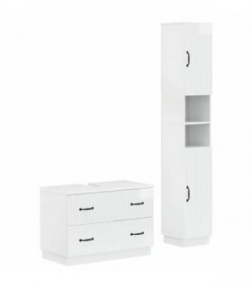 vidaXL 2 Piece Bathroom Cabinet Set HOORN High Gloss White