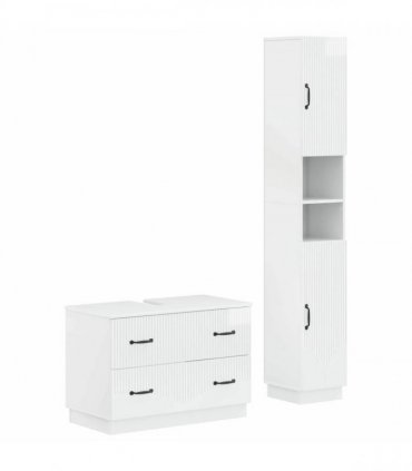 vidaXL 2 Piece Bathroom Cabinet Set HOORN High Gloss White