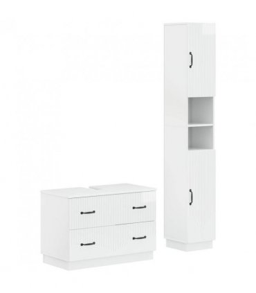 vidaXL 2 Piece Bathroom Cabinet Set HOORN High Gloss White