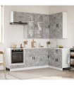 vidaXL Kitchen Unit PORTO 8 pcs Concrete Grey Engineered Wood