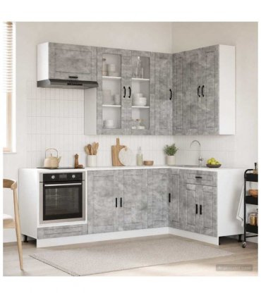 vidaXL Kitchen Unit PORTO 8 pcs Concrete Grey Engineered Wood