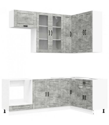 vidaXL Kitchen Unit PORTO 8 pcs Concrete Grey Engineered Wood
