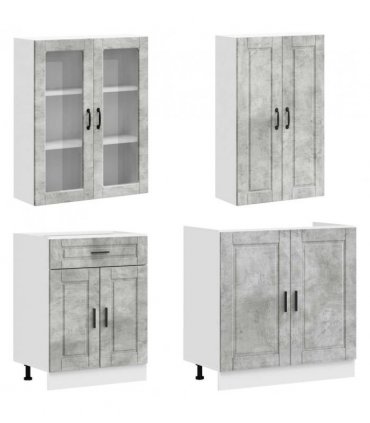 vidaXL Kitchen Unit PORTO 8 pcs Concrete Grey Engineered Wood