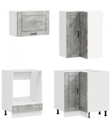 vidaXL Kitchen Unit PORTO 8 pcs Concrete Grey Engineered Wood