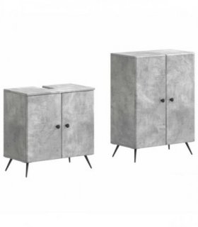 vidaXL 2 Piece Bathroom Cabinet Set BREDA Concrete Grey