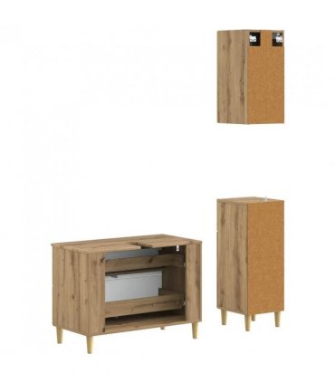 vidaXL 3 Piece Bathroom Cabinet Set DELFT Artisan Oak Engineered Wood