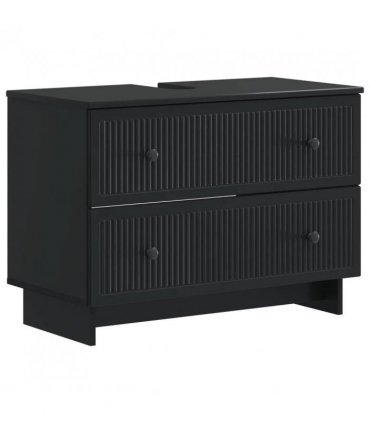 vidaXL 4 Piece Bathroom Cabinet Set EDE Black Engineered Wood
