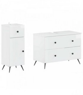 vidaXL 2 Piece Bathroom Cabinet Set BREDA High Gloss White