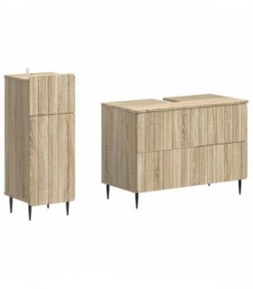 vidaXL 2 Piece Bathroom Cabinet Set ZWOLLE Sonoma Oak Engineered Wood