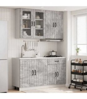 vidaXL Kitchen Unit LUCCA 4 pcs Concrete Grey Engineered Wood