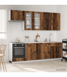 vidaXL Kitchen Unit PORTO 8 pcs Old Wood Engineered Wood