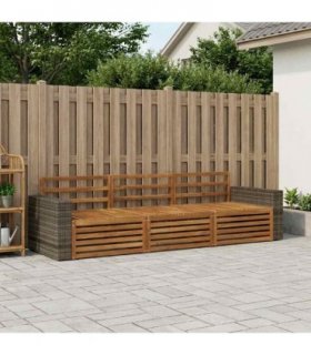 vidaXL Outdoor Sofa Set 3 pcs Natural Solid Acacia Wood